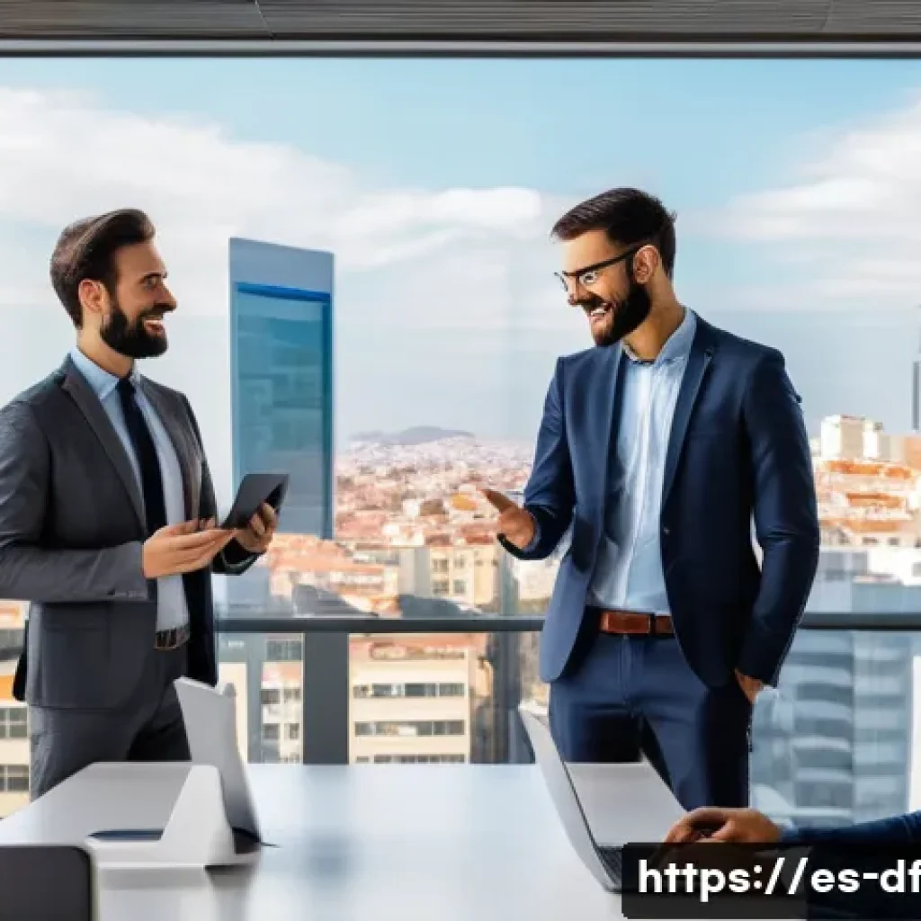 고객의 의견을 반영한 직무 개선 방안 - A modern office environment in Spain with a diverse team of professionals engaged in a collaborative...