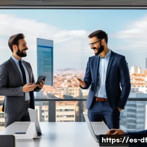 Home 29 고객의 의견을 반영한 직무 개선 방안 - A modern office environment in Spain with a diverse team of professionals engaged in a collaborative...