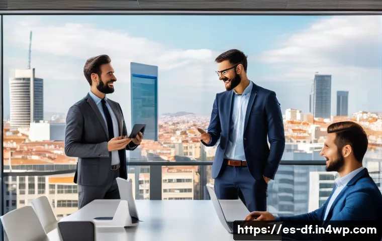 고객의 의견을 반영한 직무 개선 방안 - A modern office environment in Spain with a diverse team of professionals engaged in a collaborative...